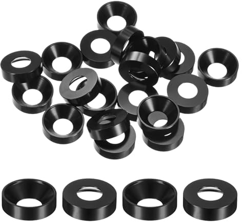 M METERXITY 20 Pcs Rondelle A Testa Svasata M8 Diametro Foro 0.31/8mm Nero | Lega Di Alluminio, Rondella Di Finitura Guarnizione Testa Vite, Per Parti Industriali