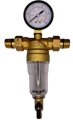 Ecoprice Filtro Autopulente Attacco 1/2 con Regolatore di Pressione, Filtro per Acqua a Rotazione Riutilizzabile per Tutta la Casa (1/2)