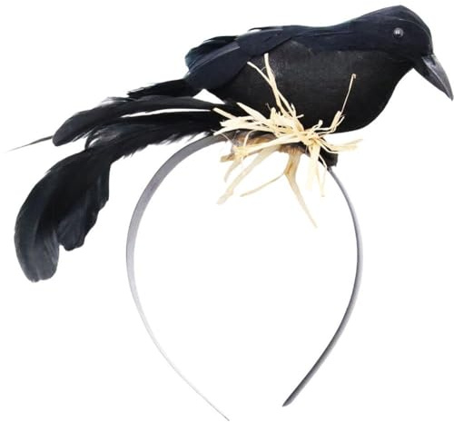 Zghhc Halloween Krähen-Party-Kopfschmuck, Gothic-Raven, Schwarze Gefiederte Krähen-stirnbänder Für Gruselige Vögel, Lebensechtes Fake-dekor