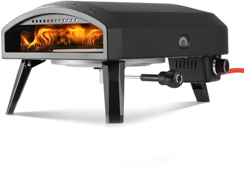 EchoSmile 12 Pizzaofen Gas Outdoor, Propangas Pizzaofen Erreicht 510 °C, Pizza Oven mit Drehbarem Pizzastein, Flammenregler, Gasschlauch und hitzebeständigem Griff