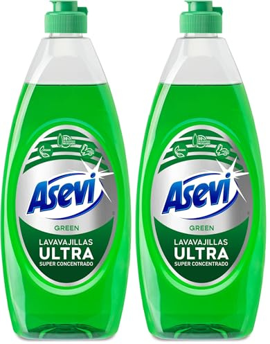 Asevi Lavavajillas Líquido a Mano Ultra Green - Detergente Lavaplatos Manual Superconcentrado - Poder Desengrasante Avanzado - Fácil Aclarado - Suave con las Manos - Perfume Cítrico - 650 ml