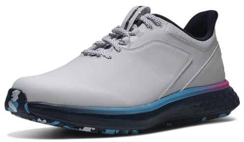 Footjoy Herren FJ Pulse Golfschuh, Weiß/Marineblau/Rosa, Größe 45,5 EU M