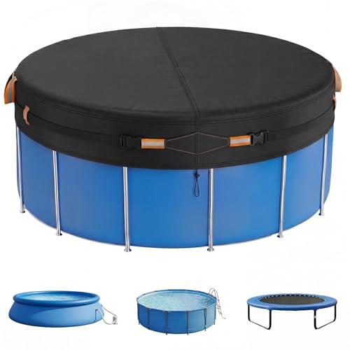 Poolabdeckung Rund, Sommer-Poolplane aus hochwertigem Oxford-Gewebe für runden Aufstellpool, mit Steckschnallen & Kordelzug, Ø 244cm (8FT)