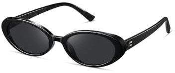 kimorn ovale Sonnenbrille für Damen und Herren Mode kleine ovale Sonnenbrille 90er Jahre Vintage Sonnenbrille (Schwarz/Grau)