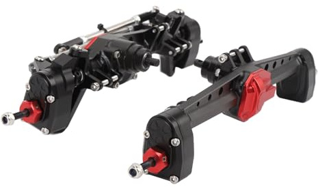 RASTKY Vorder- und Hinterachsensatz aus Aluminiumlegierung 1/RC Crawler Car SCX10 III Teil mit Stick-Version Schwarz Rot