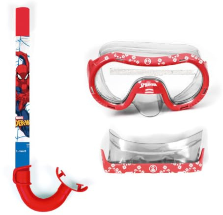 Arditex Set Snorkel Enfant Spider-Man, Masque et Tuba de Plongée Réglable Antibuée, Kit Piscine Plage Vacances, Silicone et Verre Trempé, Dès 3 Ans, Bleu Rouge