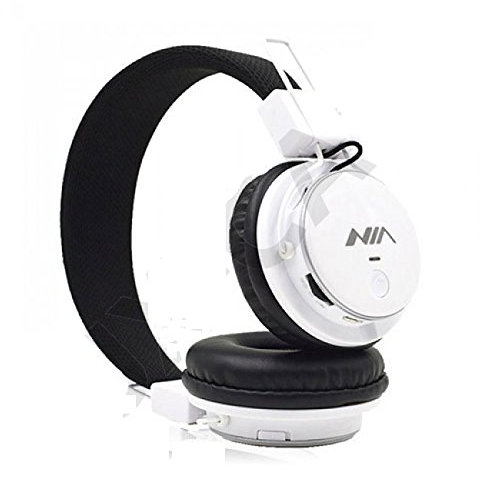 ameego Foldable BT Headphones with Microphone, Micro SD/TF Card Player, FM Radio, 3.5mm AUX in with volume control APP control Stereo Headset for Mobile Phone,Tablet, PC, notebook, Gaming (White)