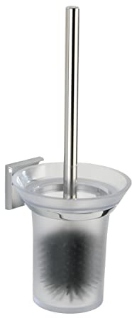 WENKO Power-Loc® WC-Garnitur Laceno - WC-Bürstenhalter, Befestigen ohne Bohren, Kunststoff (ABS), 14 x 36.5 x 15.5 cm, Chrom