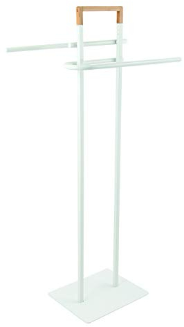 Spirella - Piantana da bagno portasciugamani, serie Natura, (L x A x P) circa 46,5 x 20 x 85,5 cm, con 2 aste per asciugamani, colore: bianco