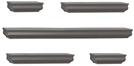 MELANNCO Floating Molding Shelves for Bedroom, Living Room, Bathroom, Kitchen, Nursery, Set of 5, Gray
