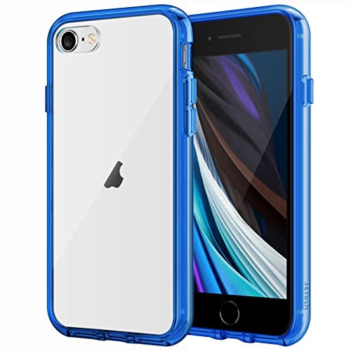 JETech Case for iPhone SE 3/2 (2022/2020 Edition), iPhone 8/7, 4.7-Inch, Non-Yellowing Shockproof Phone Bumper Cover, Anti-Scratch Clear Back (Blue)