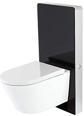 Milano Arca - 483mm Bathroom Toilet WC Unit Wall Hung Japanese Bidet Pan and Seat - Black
