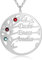 kaululu Collana Donna Albero della vita con Nome Personalizzabile 2-4 Famiglia Bff Nomi Incisione Simulato Pietre Collane Mamma con Nome Ciondolo in 925 Argento Gioielli Compleanno (Silver, 3 name)