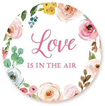 100x Kranz 'Love is in the Air' Aufkleber Sticker Gastgeschenk Etiketten zur Hochzeit Geburtstag Taufe, für Seifenblasen Verpackungen/Luftballons Dekoration 4cm rund - UNI 321 I