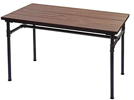 Esstisch HWC-H10b, Tisch Bistrotisch, Metall Ulme Holz Industrial Gastronomie MVG schwarz-braun 120x70cm