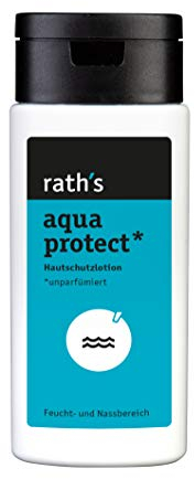rath's aqua protect - Hautschutzlotion unparfümiert - bei Tätigkeiten mit Lebensmitteln, in Nassbereichen/Wasser und feuchtem Schmutz - 125 ml-Flasche