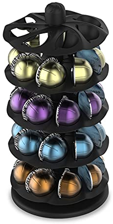 Everie Rotary Coffee Pod Capsules Carousel Compatible with 40 Nespresso Vertuoline Capsules (Black)