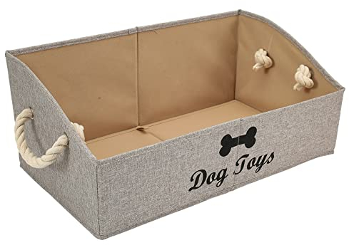 Morezi Large Dog Bin and Shallow Basket Storage for Living Room, Playroom, Closet Home Organization - Light Brown