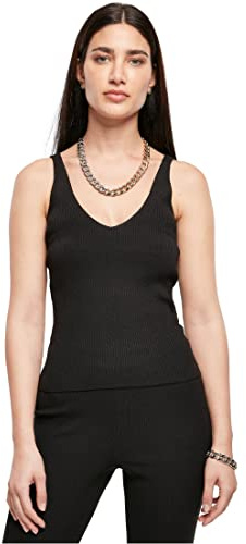 Urban Classics Damen Ladies Rib Knit Top T-Shirt, Black, 4XL