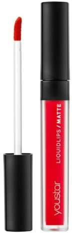 youstar LIQUIDLIPS/MATTE Fluid Lipgloss - Mattierender Flüssig-Lipgloss, langanhaltende Farbe, samtiges Finish, hochpigmentiert, nicht austrocknend, für matte Lippen-Looks, Farbe:03 - True Coral