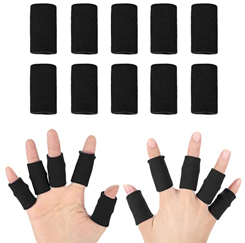 Fingerbandagen, Fingerschutz, 10 Stück, Dehnbar, Flexible Fingermanschetten, Unterstützung, Fingerschutz, Sporthilfe, Arthritis-Bandwickel Zur Schmerzlinderung, Arthritis(Schwarz)