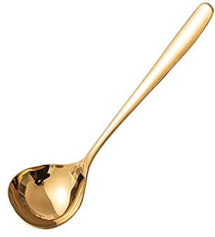 TOMYEUS Cuchara Cuchara de Cuchara Grande de la casa Cuchara de Acero Inoxidable Cuchara de Boca de Seguridad de Acero Inoxidable Vajilla (Color : Gold)
