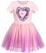 Sunny Fashion Mädchen Kleid Rosa Gradient Glänzend Herz Pailletten Tutu Valentin Kurzarm Gr. 116