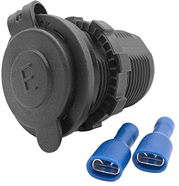 Offgridtec 12V/24V Engel-Steckdose mit Abdeckung, IP65 wetterbeständige Engel-Kühlschrank-Steckdose für Auto, Wohnmobil, Lkw, Marine-Nutzung, langlebiges Kunststoffgehäuse