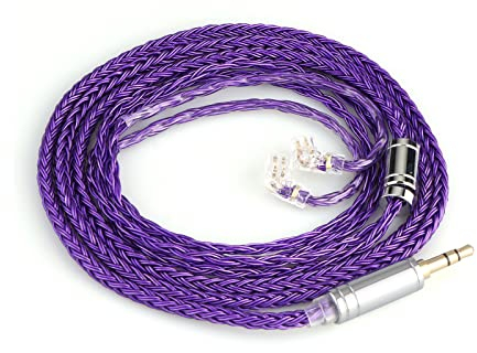 Linsoul Tripowin Zonie IEM Cable,Cable Plateado 16 Núcleos para Auriculares,1.25m SPC in Ear Monitor Cable para 7hz Zero:2 Orchestra Lite Cadenza Hype4 Supermix4(Recessed 2pin, 3.5mm)(Violeta)