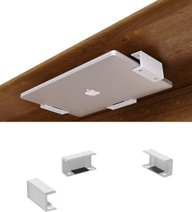 NOTMBESTM Under Desk Laptop Holder MacBook Drawer Mount for Keyboard & Small Devices Also Fit for Cable Box Wall Mount Tray Organizer Like Routers, Modems, Network Switch and (White)