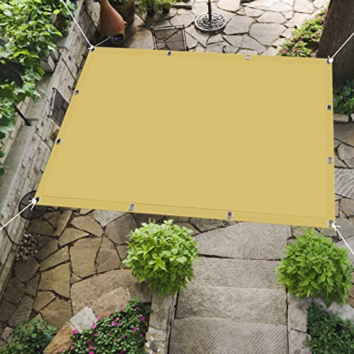 Balkon Sonnenschutz Sonnensegel 5 x 10 m Quadratisch Wasserabweisend Schatten Zelt Sun Shelter Sonnenschutz PES mit ösen und Fixseil, für Balkon Terrasse Garten Outdoor, Creme Farben