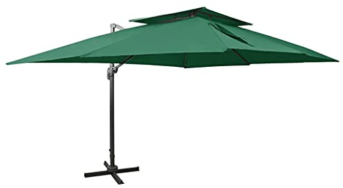 vidaXL Ampelschirm mit Lüftung Sonnenschirm Gartenschirm Marktschirm Strandschirm Schirm Kurbelschirm Terrassenschirm Grün 400x300cm