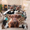 Tailor Shop Western Highland Cow Bettwäsche-Set King Size Highland Rinder Wildtier Kuhdruck Tröster-Sets für Kinder Teenager Jungen Leopard Tröster-Sets 3-teiliges Set mit 1 Bettdecke 2 Kissenbezügen