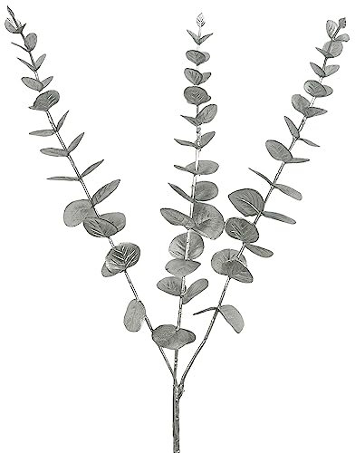 Knüllermarkt 35318 I Eukalyptus Zweig Silber Deko Kunststoff Weihnachten Gesteck Gestecke DIY Dekoration Deko Vase Bodenvase