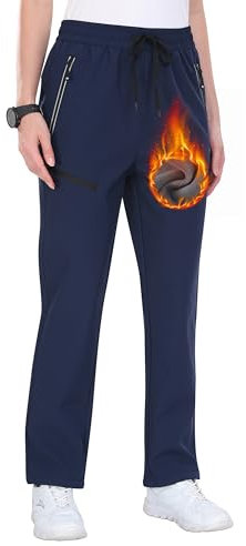MoFiz Skihose Damen Wasserdicht Wanderhose Thermohose Outdoorhose Softshellhose Langlaufhose für Winter Navyblau M