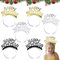 6 Stück Haarreifen Silvester, Happy New Year Haarreif, Silvester Kopfschmuck, Silvester Haarreif, Glitzer Haarreif, Silvester Deko 2025, Happy New Year Kopfschmuck für Silvester Party Haarschmuck