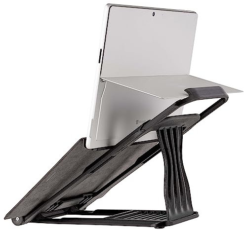 Stand for Surface Pro - with Keyboard Attached - Super Surface Stand Reduces Neck Pain - Look Better in Online Meetings with a Surface Pro Desk Stand, Adjustable, Easy to Use, Rigid