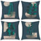 ASDCXZ Blätter Kissenbezug 40x40 cm 4er Set, Modern Türkis Blätter Dunkelblau-grün Beige Sofa Dekokissen Kissenbezüge Kissenhülle Waschbar Polyester Textil Outdoor Kopfkissenbezug Kissen Bezug