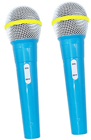 jojofuny 2pcs Simulated Plastic Microphone Toys for Kids Pretend Play, Party Favors and Stage Props, Fake Microphones for Boys and Girls Role Play