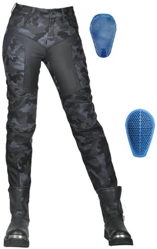 SHAIYOU Damen Motorradhose, Motorrad Bikerhose Jeans, Atmungsaktive Motorradhose, mit 4 Sekunden abnehmbaren Protektoren (Blue,XXL)