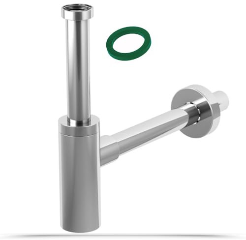 Schläfer 3439410 | Minimalistischer Siphon Abs 1 1/4, Siphon für Waschbecken und Bidet, universeller Waschbeckenablauf, verchromter geruchshemmender Kunststoffsiphon, Wandabflussrohr diam 32 mm.