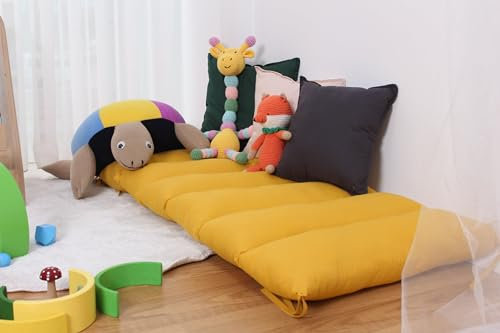 My Photostation.com Kleinkindkissen für Kletterbogen, Montessori, Wippkissen, Set, Kletterbogen, Bodenkissen, Kleinkind-Schlafmatte, Gelb