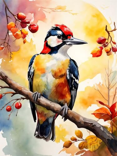Abillyn Stickerei-Kreuzstich-Set, Vogel auf Ast, gestempelt mit gedrucktem Muster, Starter-Set (Vogel)