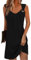 Yeenily Sommerkleid Damen Ärmellos V-Ausschnitt Freizeitkleider Elegant Tank Kleider Lässig Locker Trägerkleid Sommer Minikleid Mode Strandkleider Kurze Tunique Blushkleid (Schwarz, S)