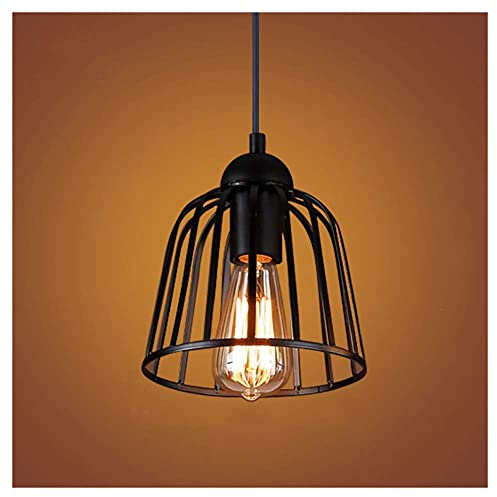 Lámparas de techo Lámpara industrial, casquillo E27, bombillas no incluidas, longitud de línea ajustable 1,5 metros, lámpara de techo para comedor, cocina, lámpara retro de metal negro,#3 WZSS