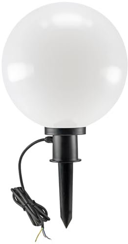 ChiliTec Kugelleuchte Gartenlampe 30cm mit Erdspieß für Aussen IP44 5m Kabel ohne Stecker - E27 Fassung Wetterfest Hitze- & Frost beständig - ohne Leuchtmittel
