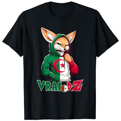 Vrai Dz Fennec Algérie Drapeau Algérien Supporter Cadeau T-Shirt