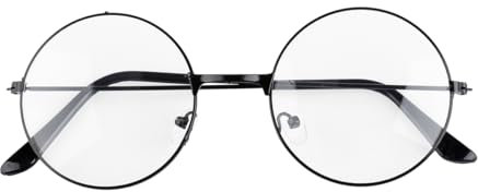 GroveEs Round Eyeglasses,Durable Black Metal Frame Eyeglasses with Clear Lens,Retro Glasses Decorative Accessories for Women Men Outfit Decor Fancy Dress Parties