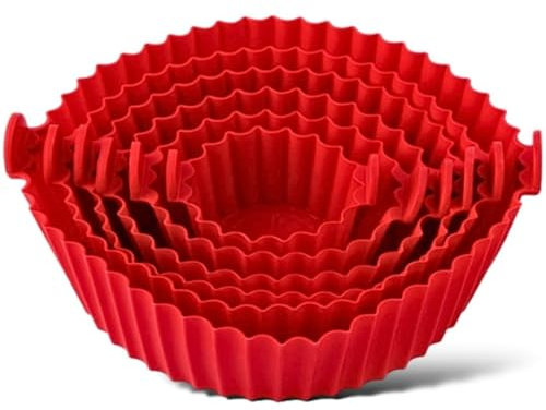 YEMMAR Accesorios freidora de aire Cecotec, Molde Silicona Freidora De Aire Sin Aceite Pack 6, Princess, Ninja, Reutilizables, Flexibles Y Antihadherentes, accesorios Airfyer Rojo