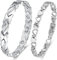 Magnetisches Armband Frauen Silber, 2 Stück Damen Magnetarmband mit Ultrastarken Magneten, Magnetische ArmbäNder mit WunderschöNem, Ordentliches und Glitzerndes Design (Silber A)